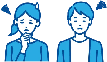 格安レンタカーに対して不安や疑問を感じている人のイラスト