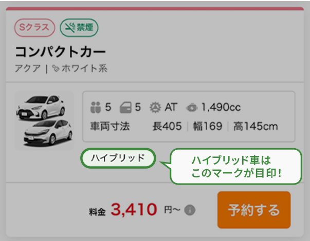 ハイブリッド車はこのマークが目印！