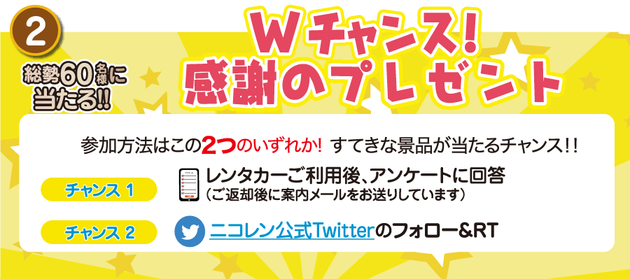 豪華賞品が当たるwチャンス