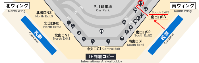 成田空港第1ターミナルバス乗り場地図