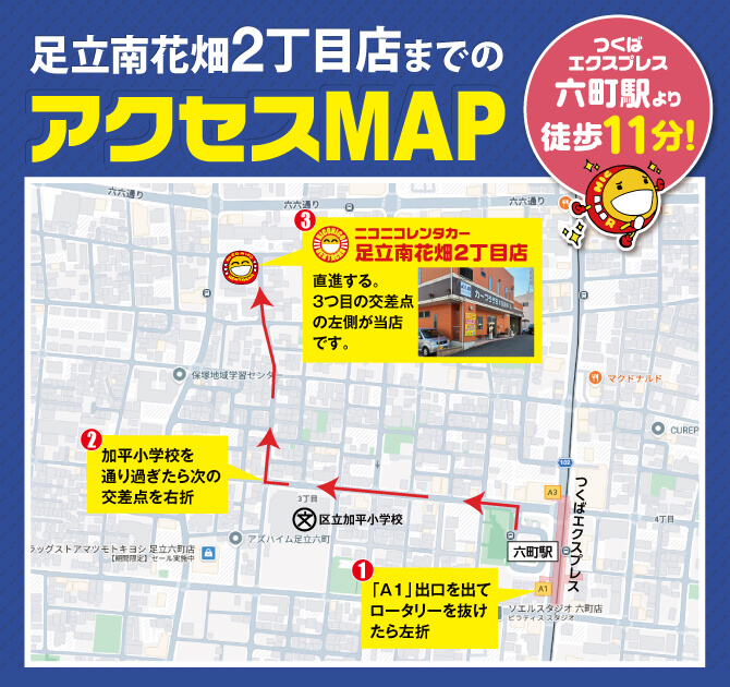 ニコニコレンタカー足立南花畑2丁目店MAP